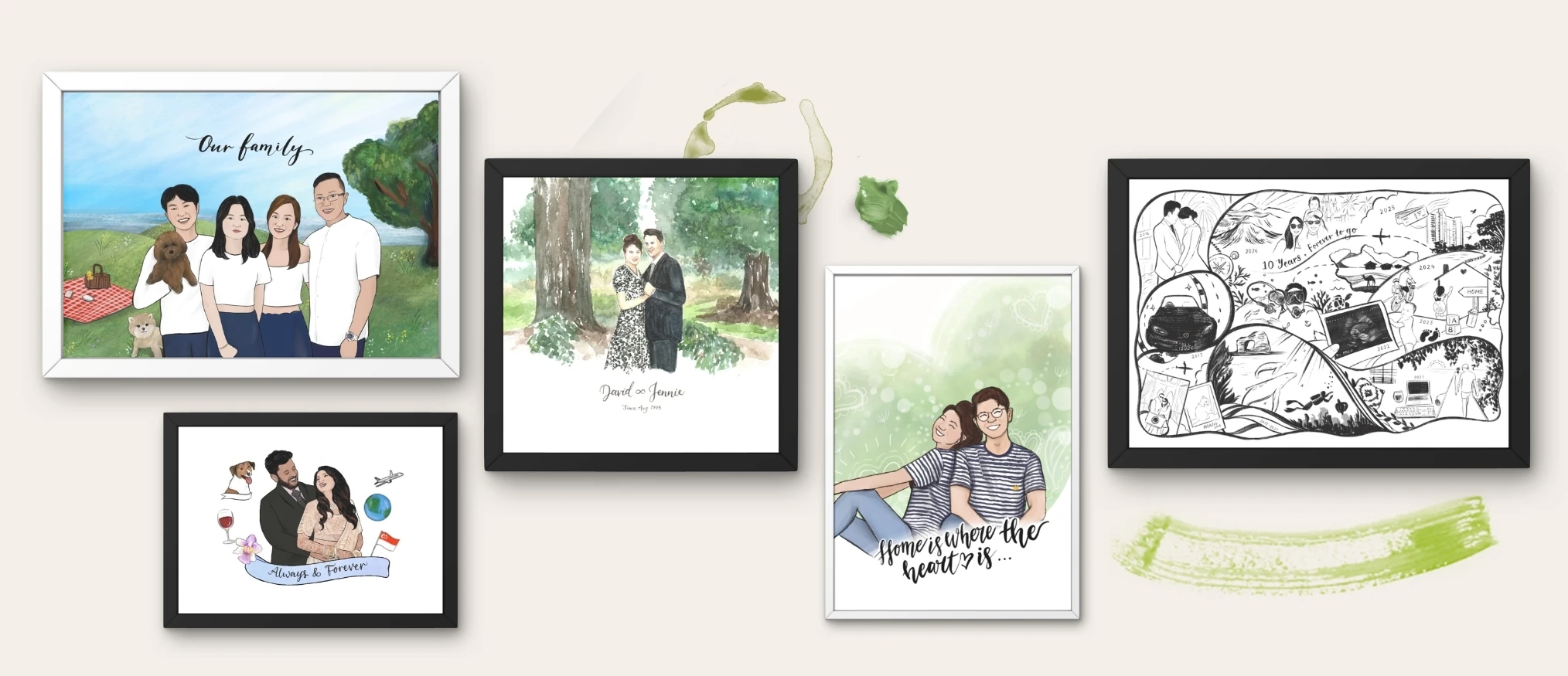 Hand-painted couple portrait gift
