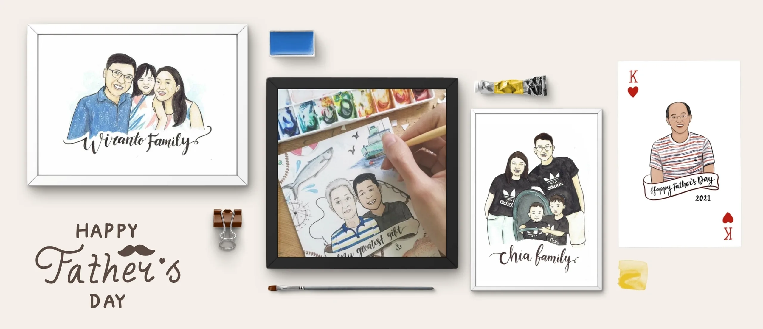 Family group portrait artwork
