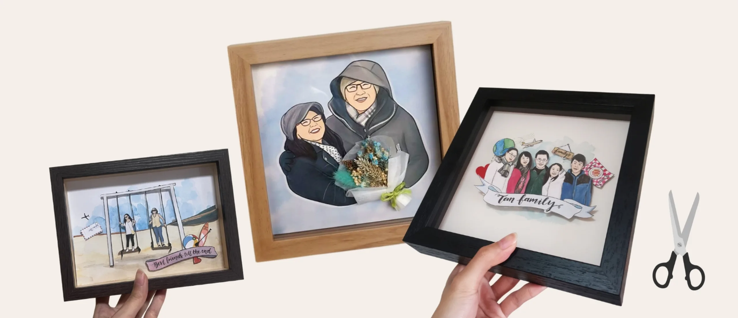 Layered hand-cut 3D paper frame of a couple