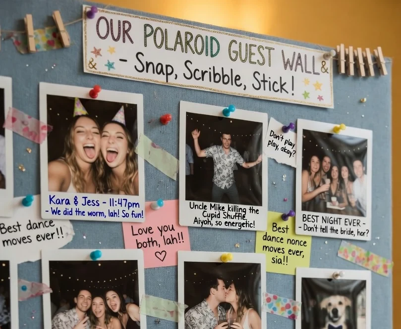 Instant camera photo guest book decoration