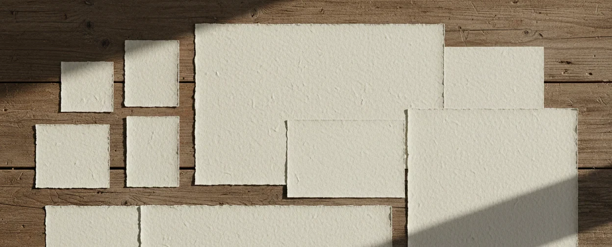 multiple watercolor plain paper on the table