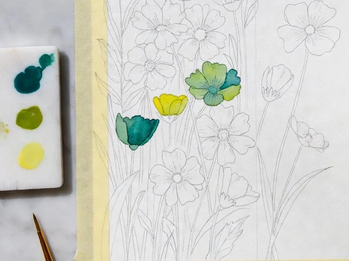 Painting Bycraft mini painting kits with watercolors