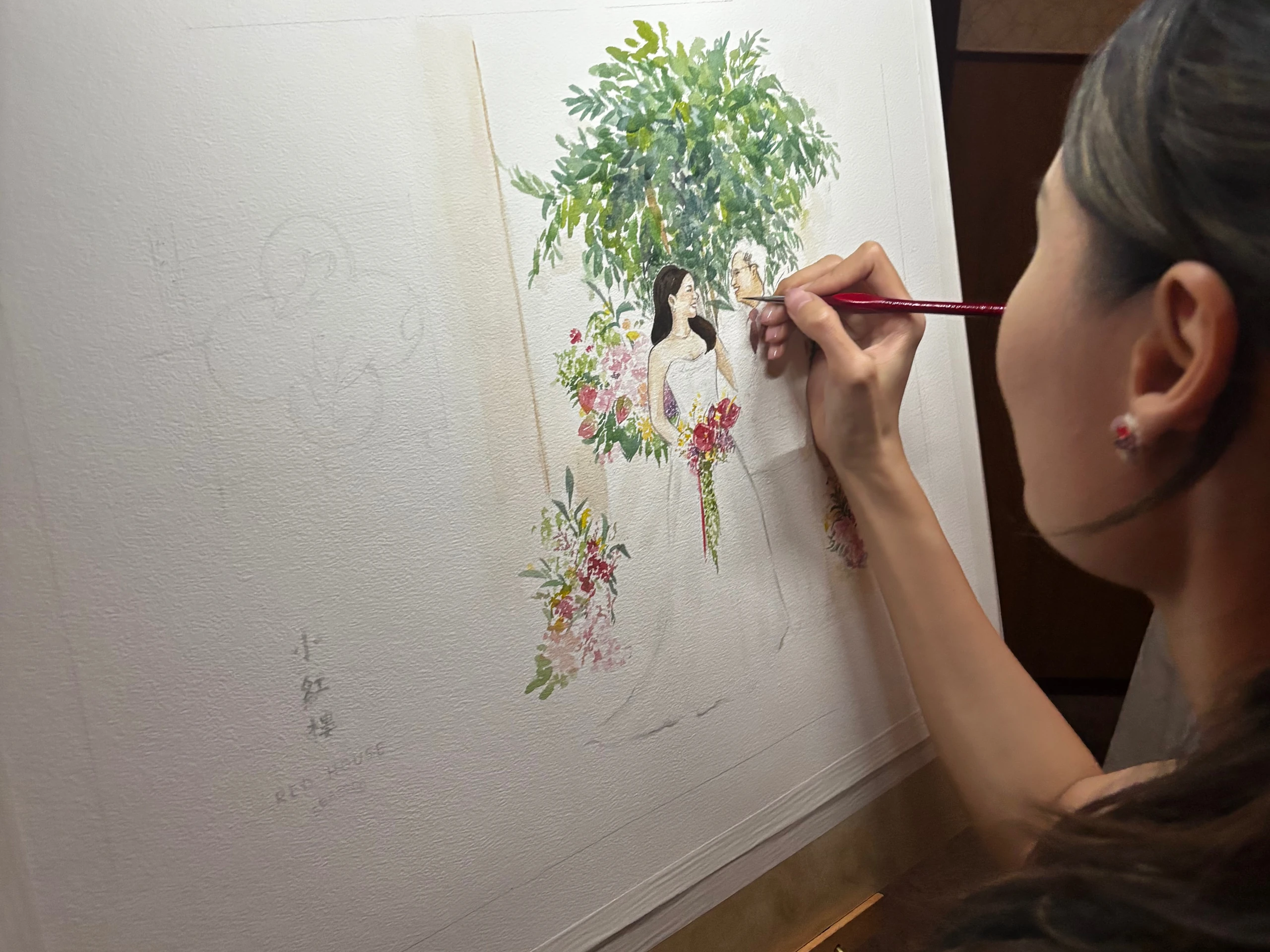 Live Couple Watercolor Painting Behind the Scenes