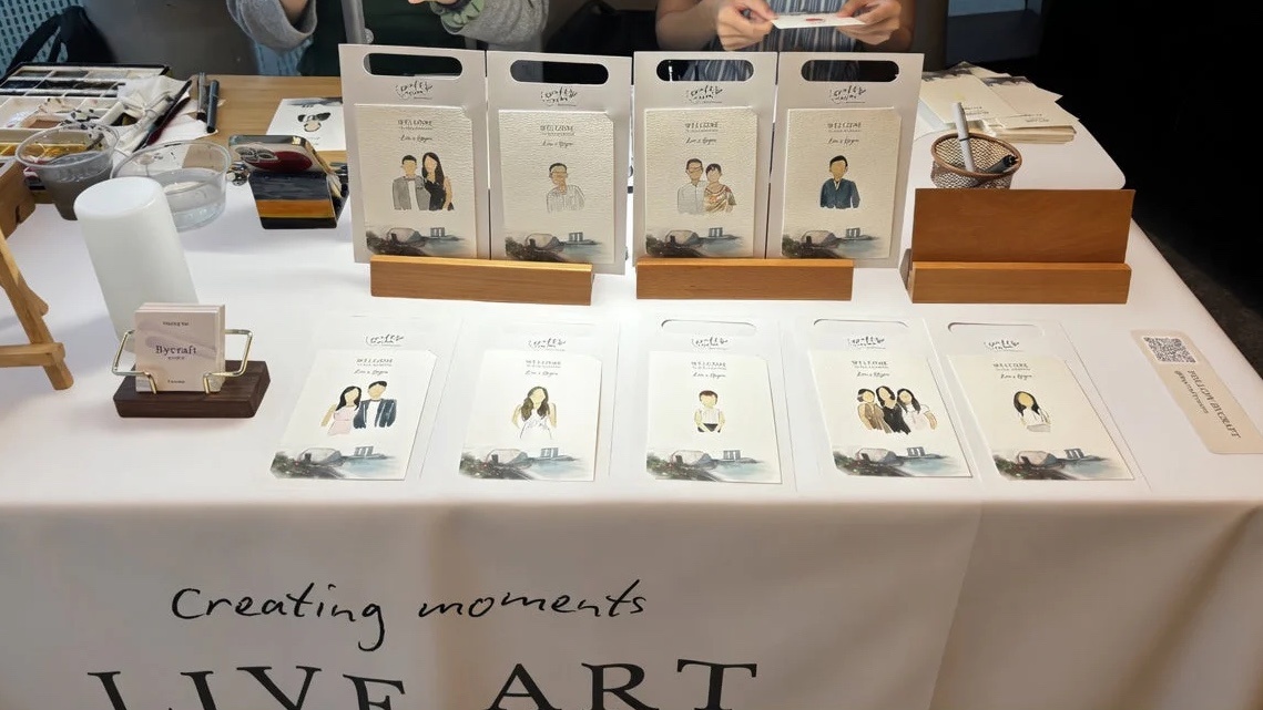 Live portrait station that integrates and flow nicely with the rest of the celebration