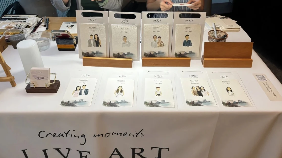 Live portrait station that integrates and flow nicely with the rest of the celebration