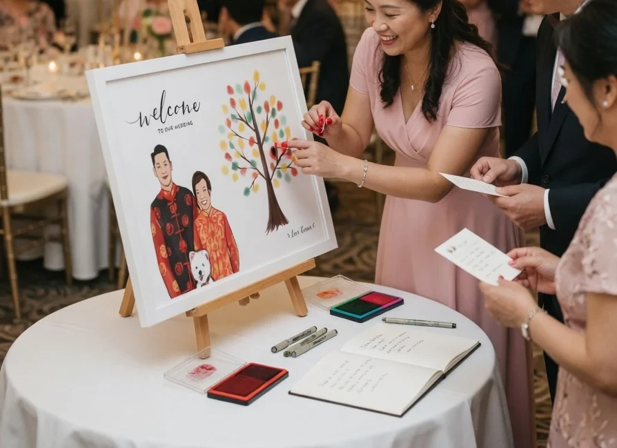 wedding thumbprint tree guest interaction activity