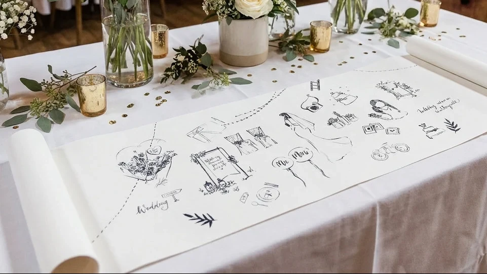 wedding sketches at the reception