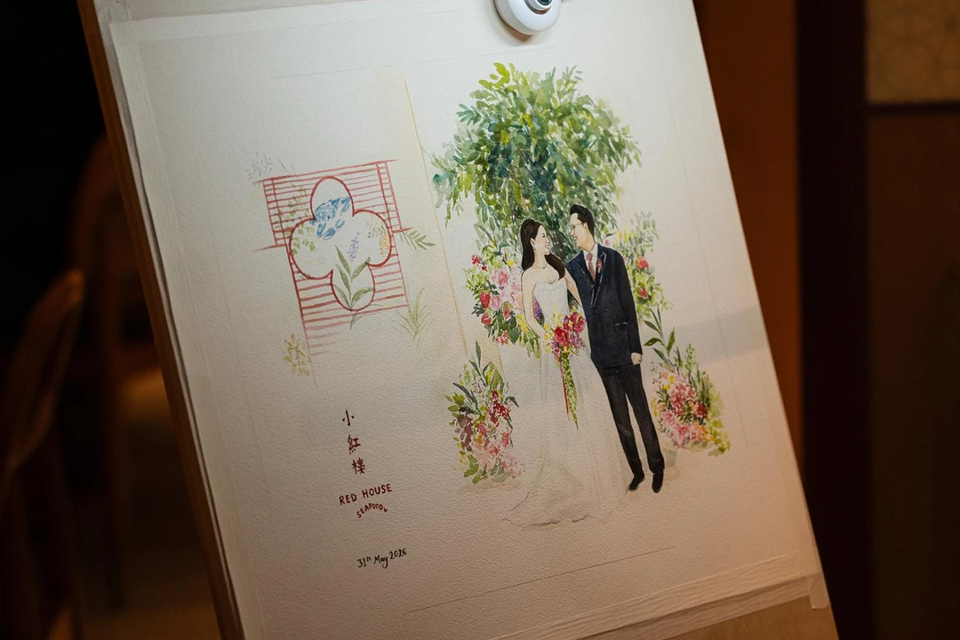 Live Couple Painting Closeup at Red House Seafood Singapore