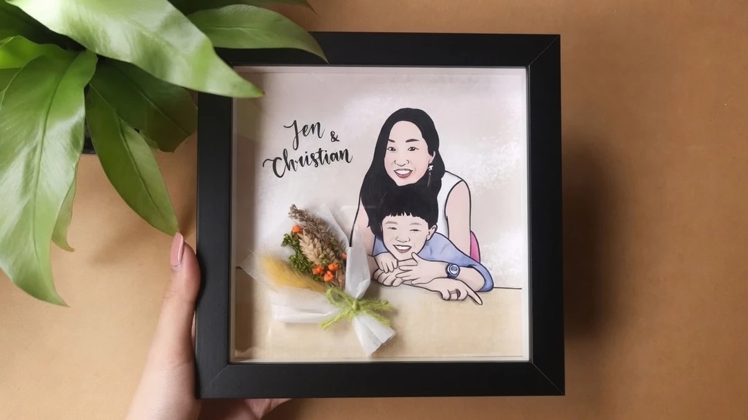 Mother and Son Portrait Mini Floral Bouquet Frame.jpg